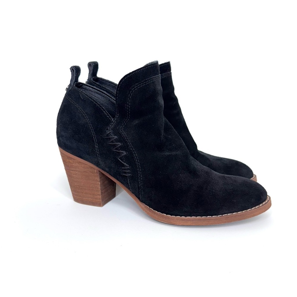 Sam Edelman Black Suede Leather Boho Western Booties Zippered Ankle Boot